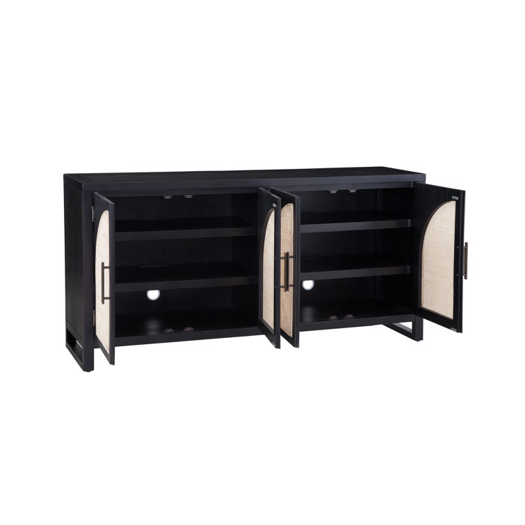 Aki 65'' Black Oak Sideboard with Cane Doors