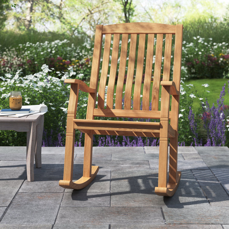 Natural Teak Outdoor Rocking Chair with Arms