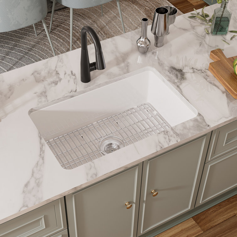Oslo White Fireclay Single Bowl Drop-In Kitchen Sink