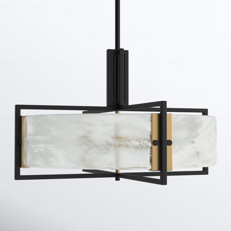 Hayward 5-Light Matte Black and Brass Pendant with Glass Shade
