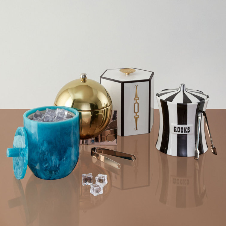 Gold and Silver Spherical Insulated Ice Bucket with Stand