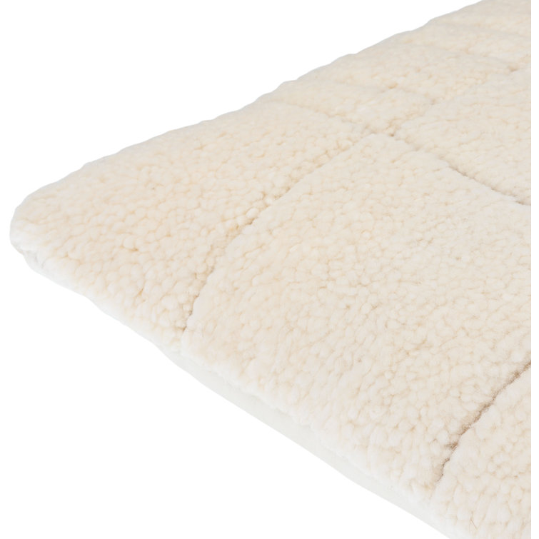 Ivory Wool Blend Square Throw Pillow