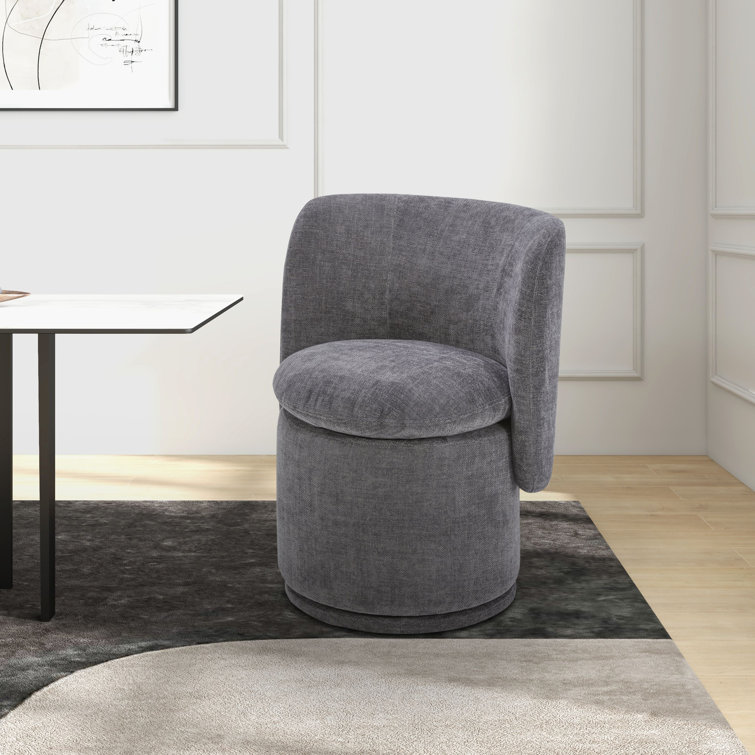 Dark Gray Upholstered Swivel Side Chair with Metal Legs
