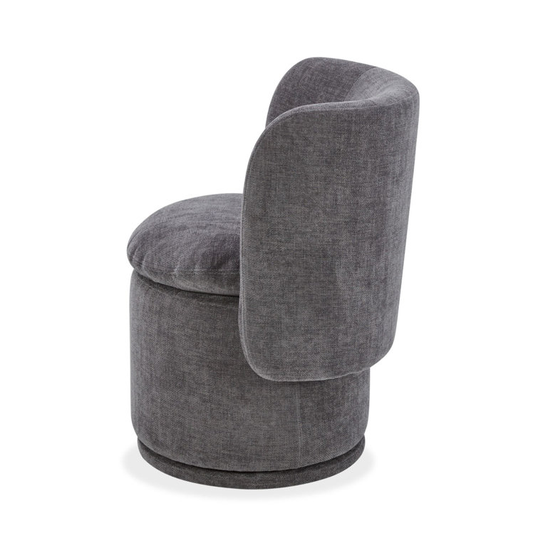 Dark Gray Upholstered Swivel Side Chair with Metal Legs