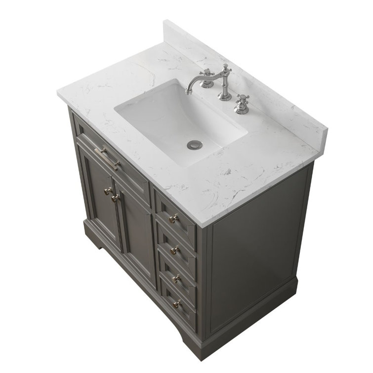 Thompson 36'' Gray Freestanding Bathroom Vanity with Ceramic Sink