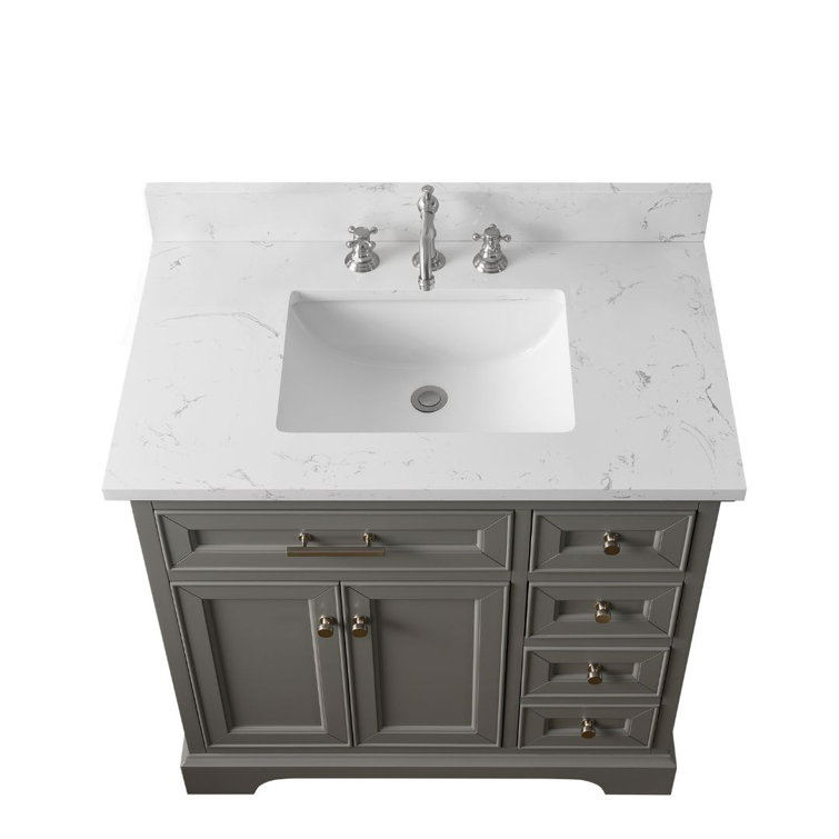 Thompson 36'' Gray Freestanding Bathroom Vanity with Ceramic Sink
