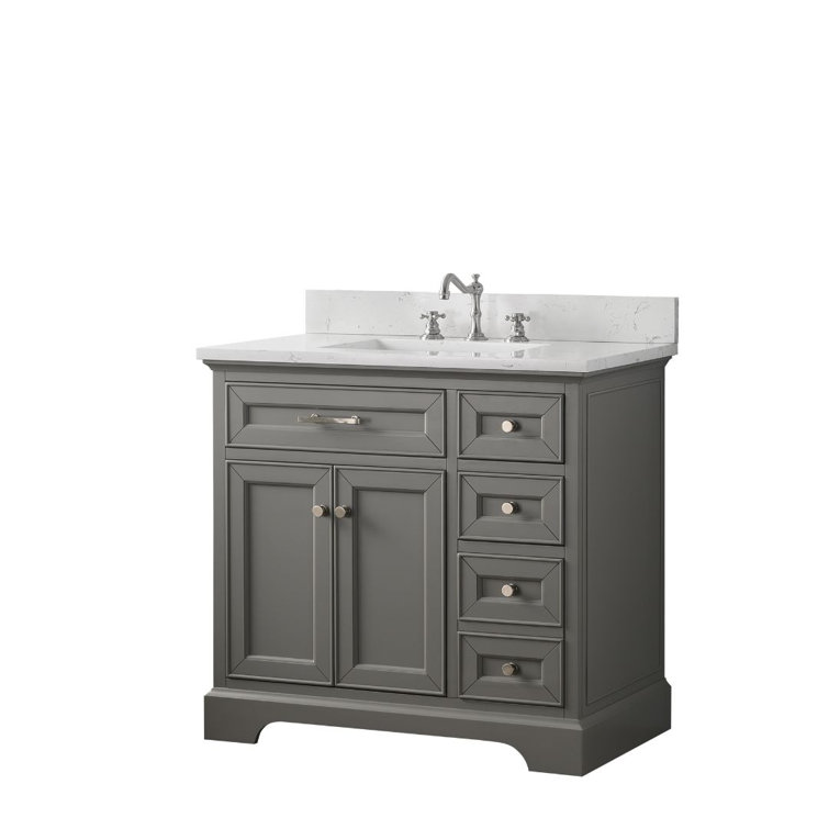 Thompson 36'' Gray Freestanding Bathroom Vanity with Ceramic Sink