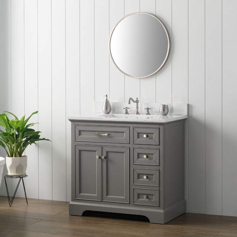 Thompson 36'' Gray Freestanding Bathroom Vanity with Ceramic Sink