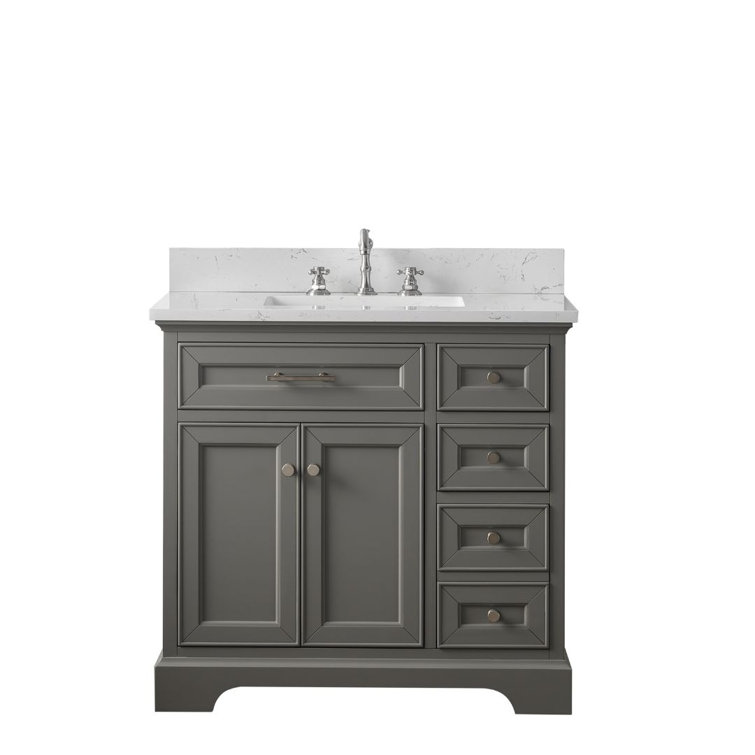 Thompson 36'' Gray Freestanding Bathroom Vanity with Ceramic Sink