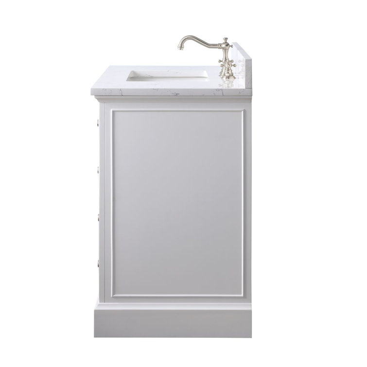 Thompson 36" White Freestanding Bathroom Vanity with Carrara Countertop