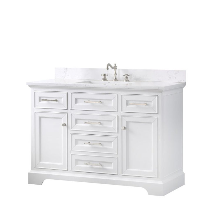 Thompson 48" White Solid Wood and MDF Single Vanity