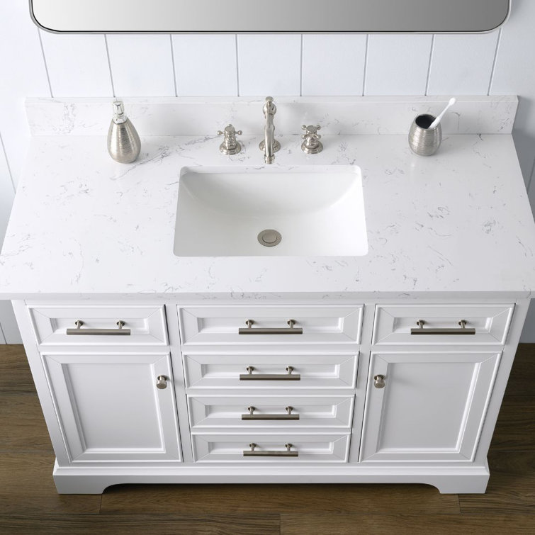 Thompson 48" White Solid Wood and MDF Single Vanity