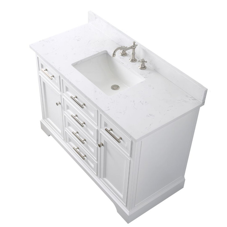 Thompson 48" White Solid Wood and MDF Single Vanity