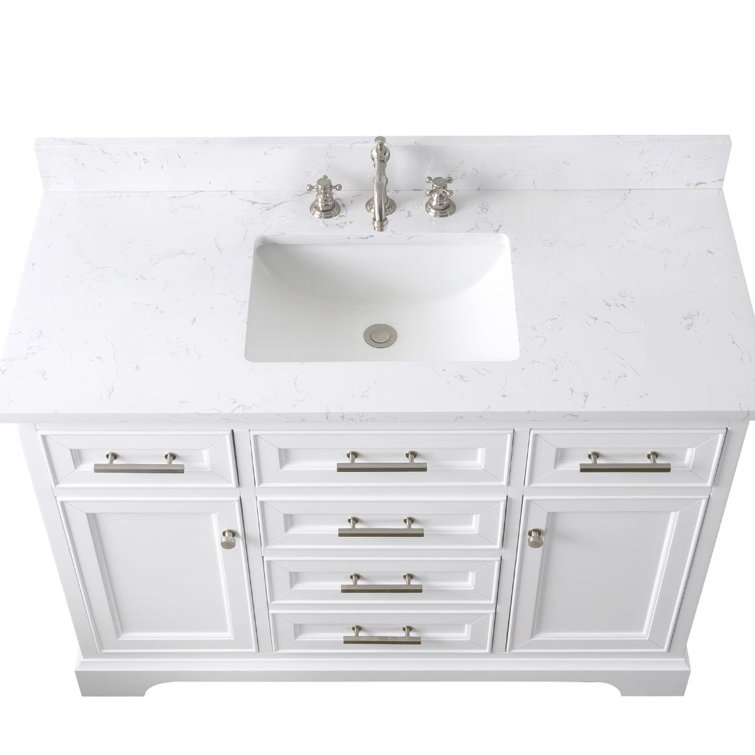 Thompson 48" White Solid Wood and MDF Single Vanity