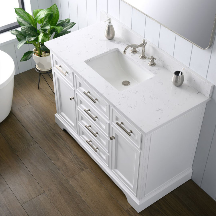 Thompson 48" White Solid Wood and MDF Single Vanity