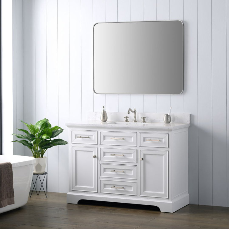 Thompson 48" White Solid Wood and MDF Single Vanity