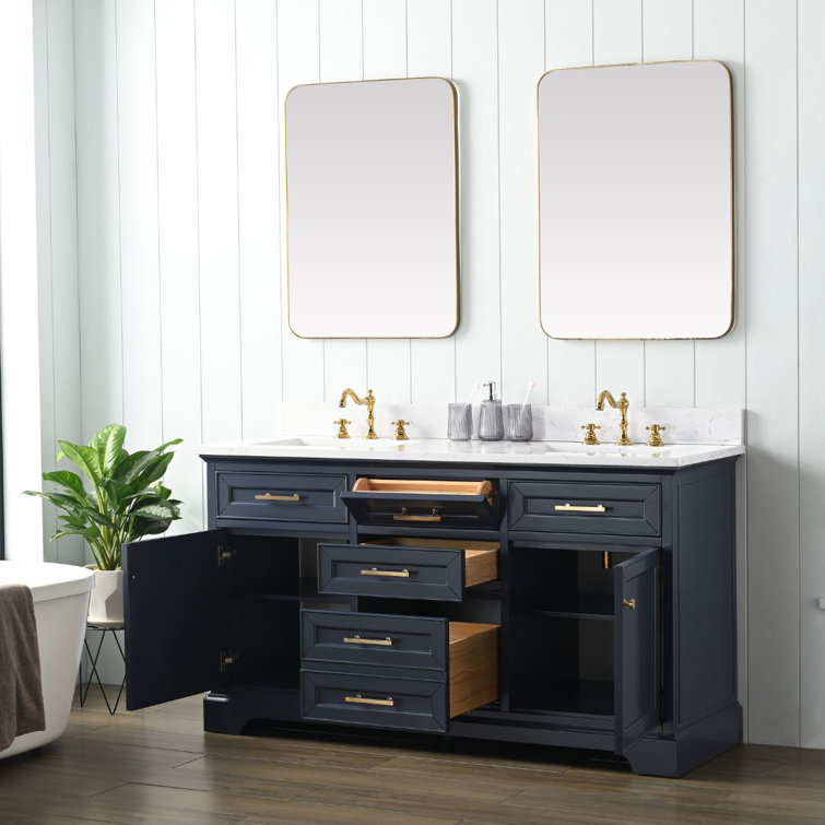 Indigo Blue Double Vanity with Carrara White Top