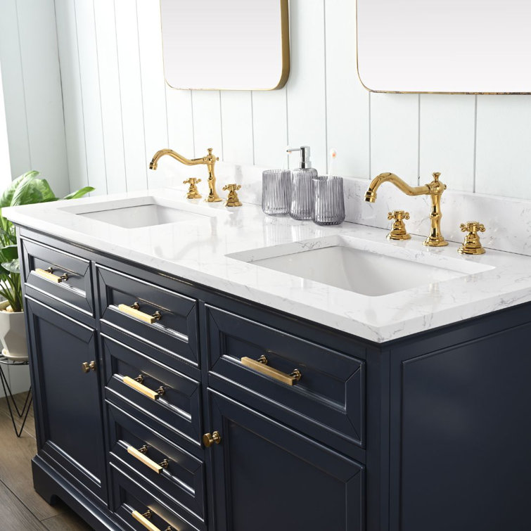 Indigo Blue Double Vanity with Carrara White Top
