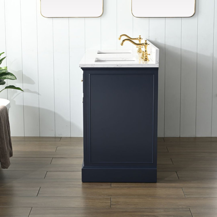 Indigo Blue Double Vanity with Carrara White Top