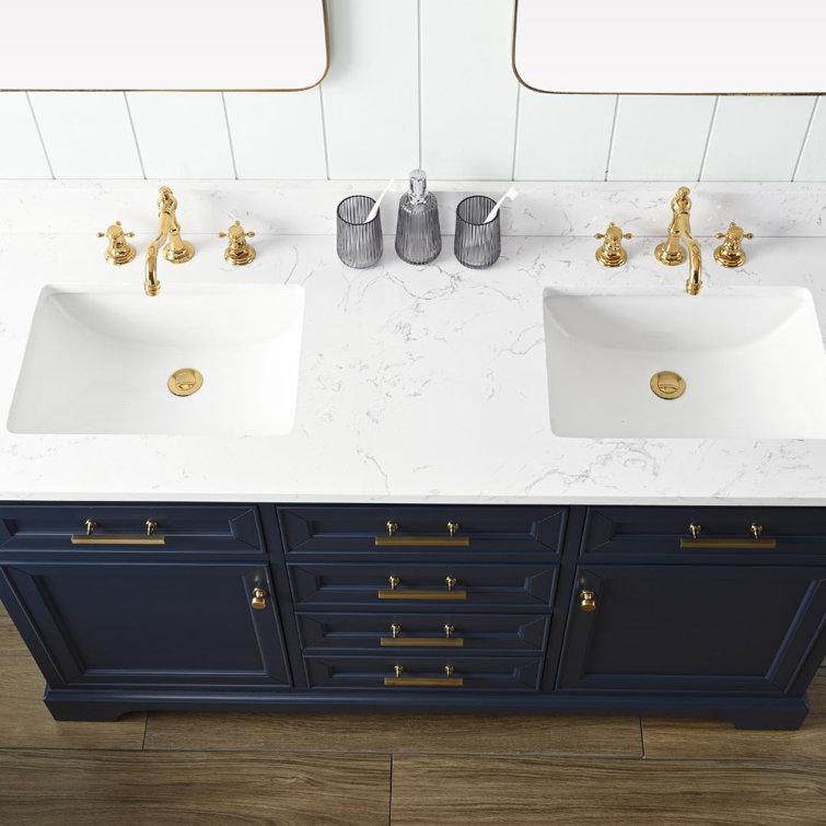 Indigo Blue Double Vanity with Carrara White Top