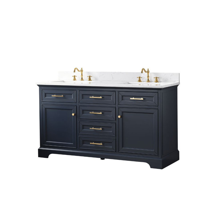 Indigo Blue Double Vanity with Carrara White Top