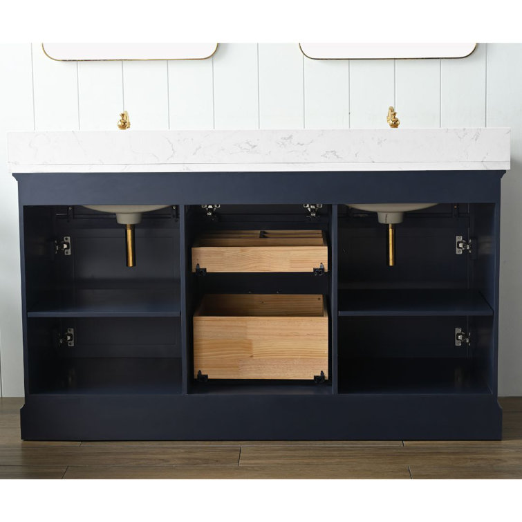 Indigo Blue Double Vanity with Carrara White Top