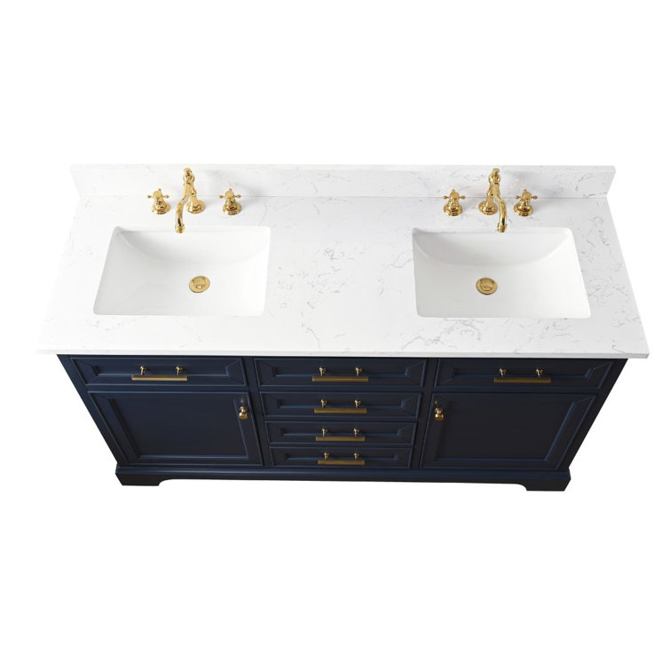 Indigo Blue Double Vanity with Carrara White Top