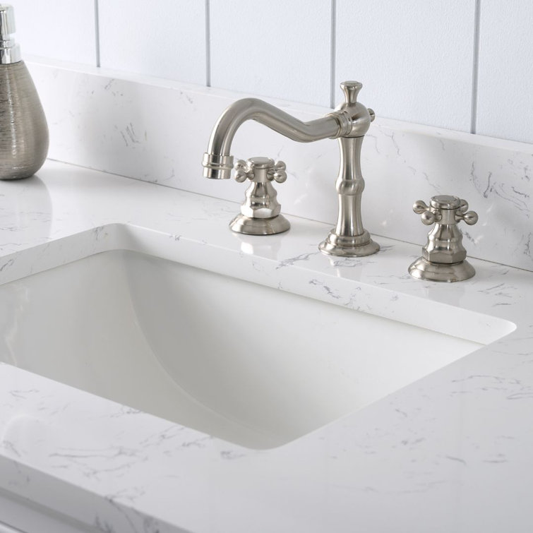 Thompson 60" White Solid Wood Single Bathroom Vanity with Engineered Stone Top