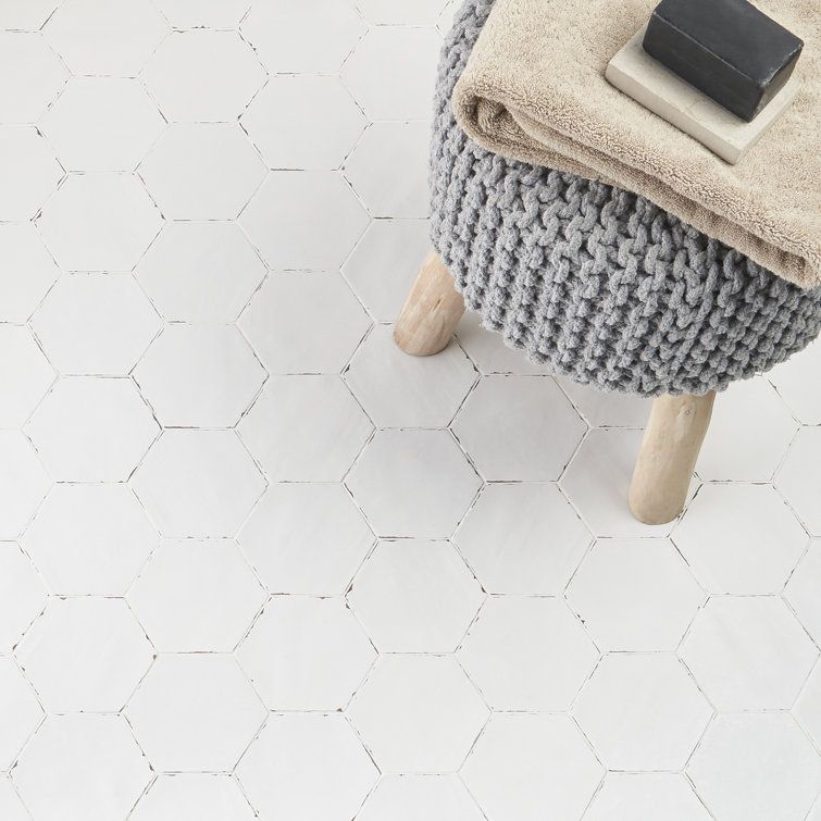 White Matte Porcelain Hexagon Tile for Indoor/Outdoor Use