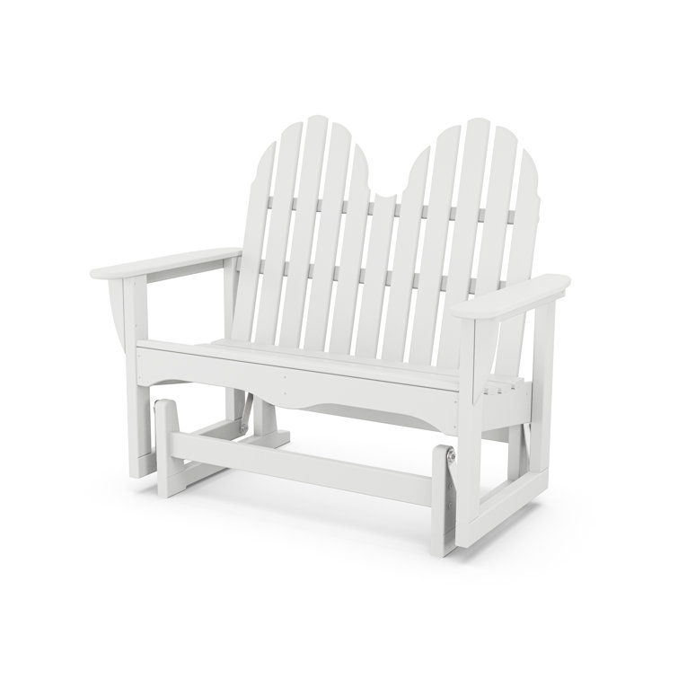 White Recycled Plastic Adirondack Outdoor Glider Bench