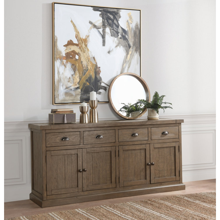 Quincy Reclaimed Pine 4-Drawer 4-Door Desert Grey Sideboard