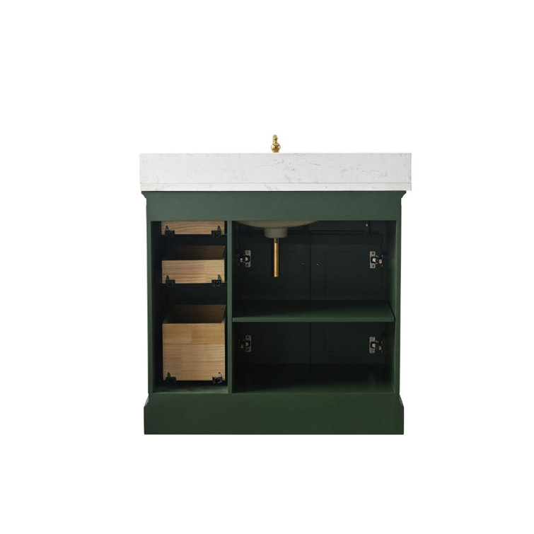 Thompson 36'' Evergreen Freestanding Bathroom Vanity with Gold Hardware