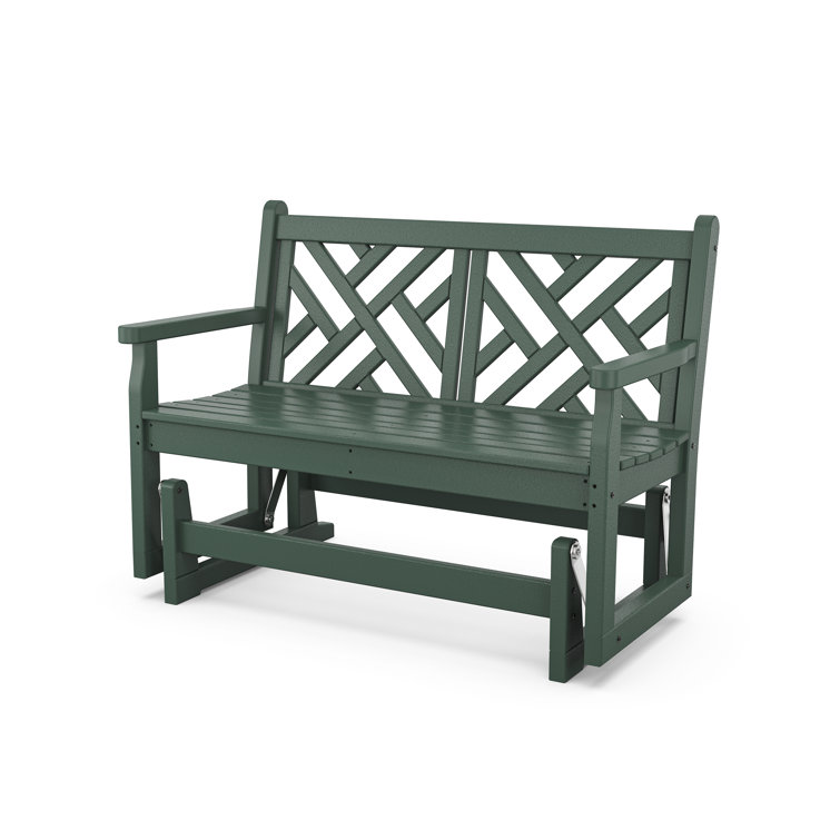 Hunter Green Recycled Plastic Outdoor Glider Bench