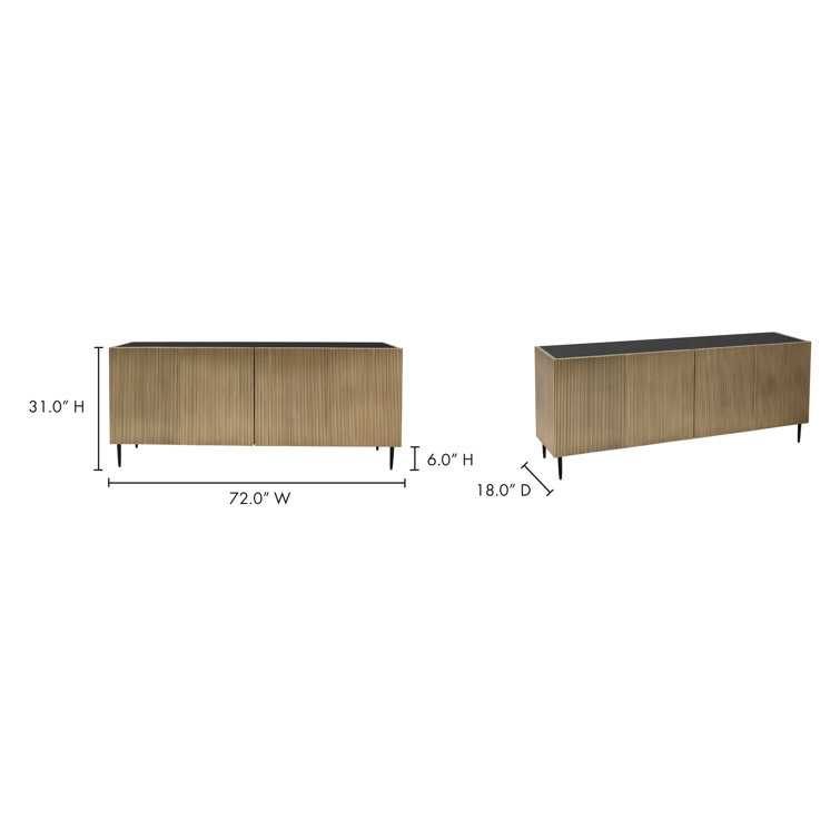 Brogan 72'' Antique Brass Mango Wood Sideboard