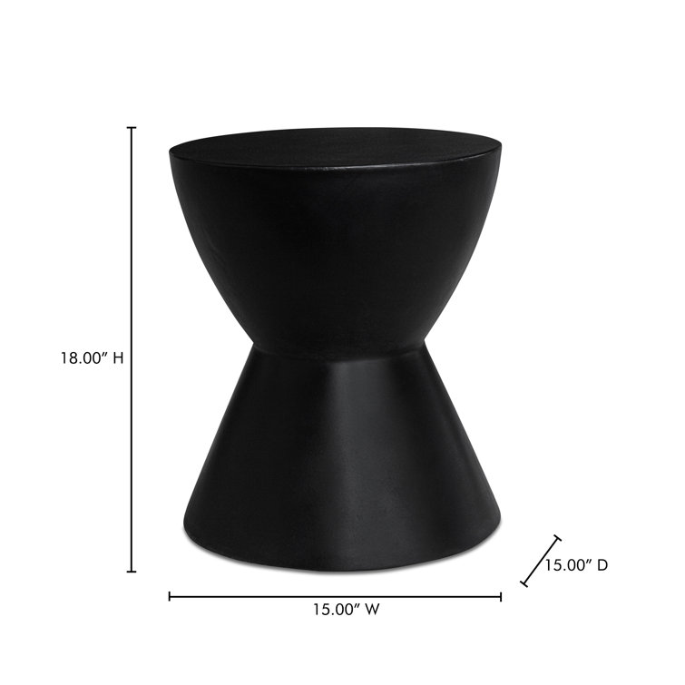 Black Concrete Hourglass Indoor/Outdoor Accent Stool