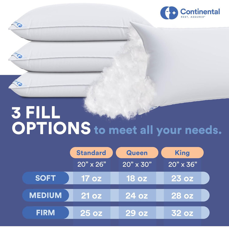 King Size Soft White Down and Feather Pillows, 2-Pack