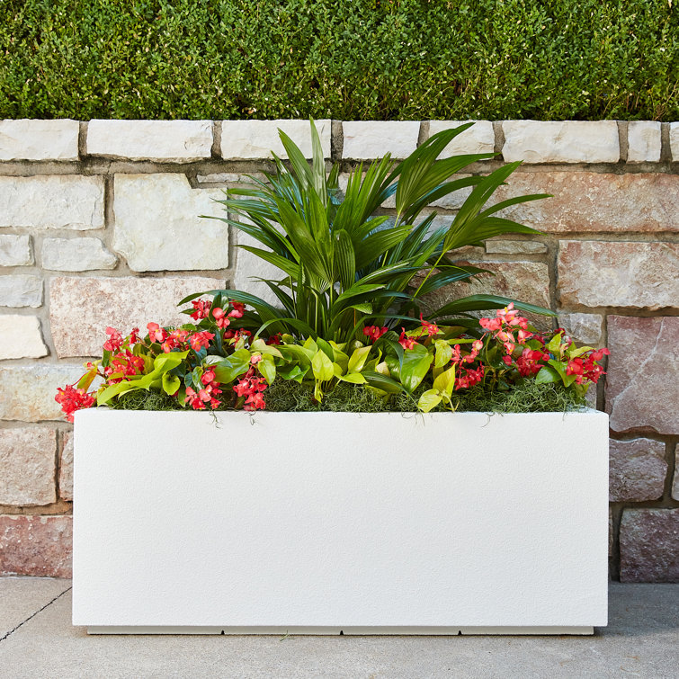 Greige Extra Large Polymer Rectangular Outdoor Planter