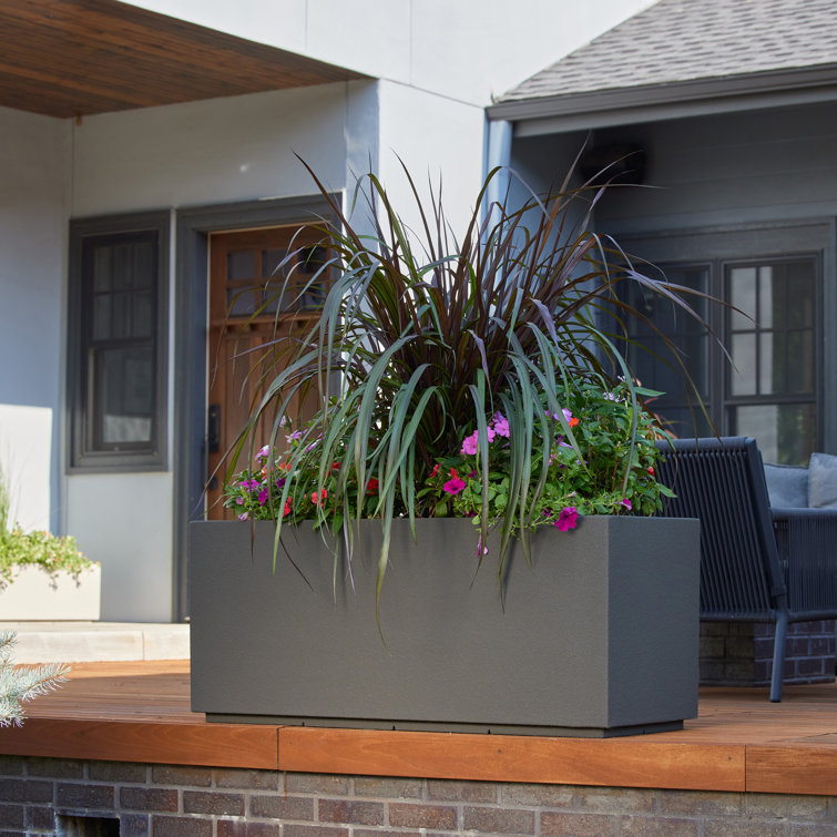 Greige Extra Large Polymer Rectangular Outdoor Planter