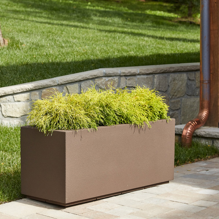 Greige Extra Large Polymer Rectangular Outdoor Planter
