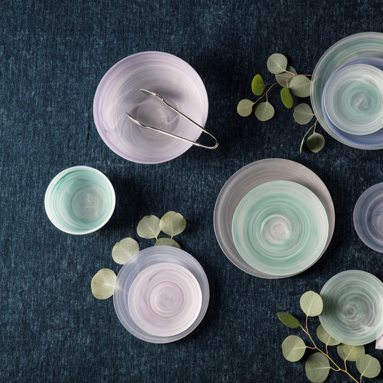 White Round Glass Bread and Butter Plates, Set of Four