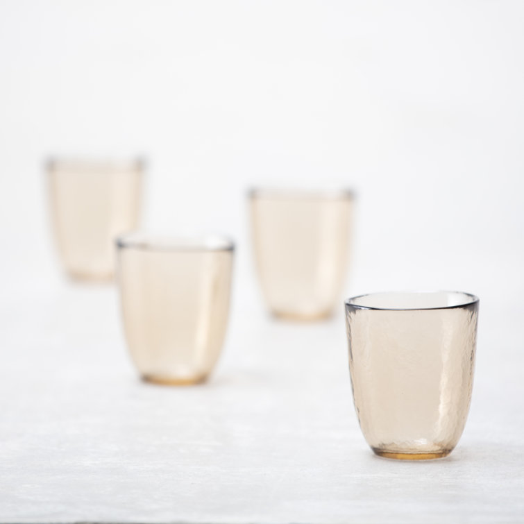 Los Cabos Ginger Root Hammered Glass 10oz Stemless Tumblers Set of 4