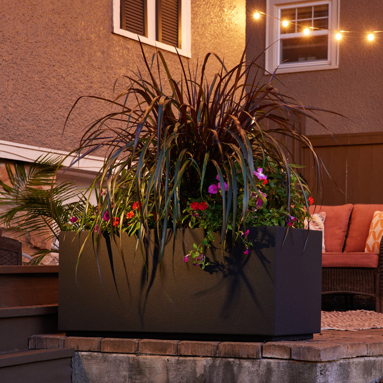 Greige Extra Large Polymer Rectangular Outdoor Planter
