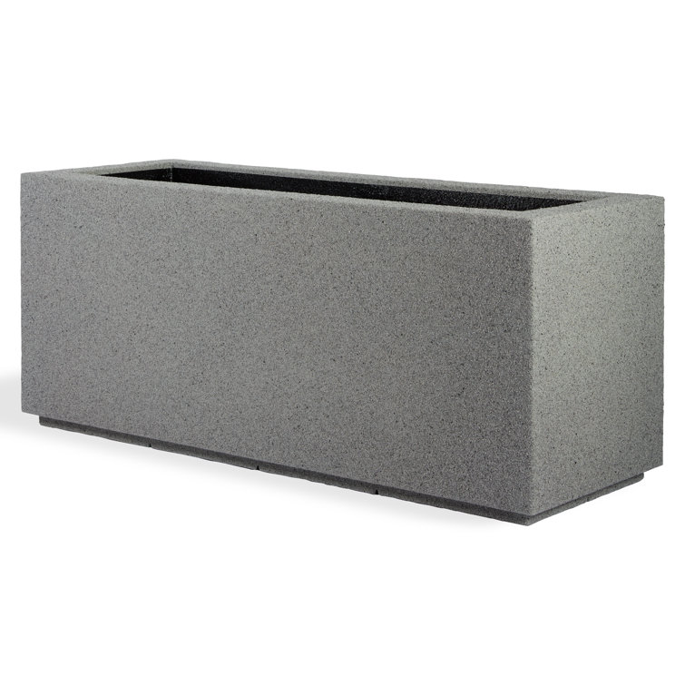 Gray Granite Extra Large Polymer Outdoor Rectangular Planter