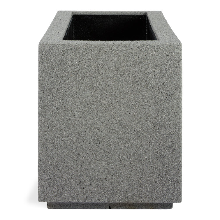 Gray Granite Extra Large Polymer Outdoor Rectangular Planter