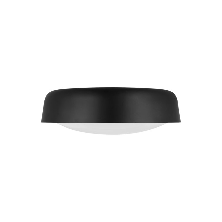 Midnight Black Glass Drum Flush Mount Light
