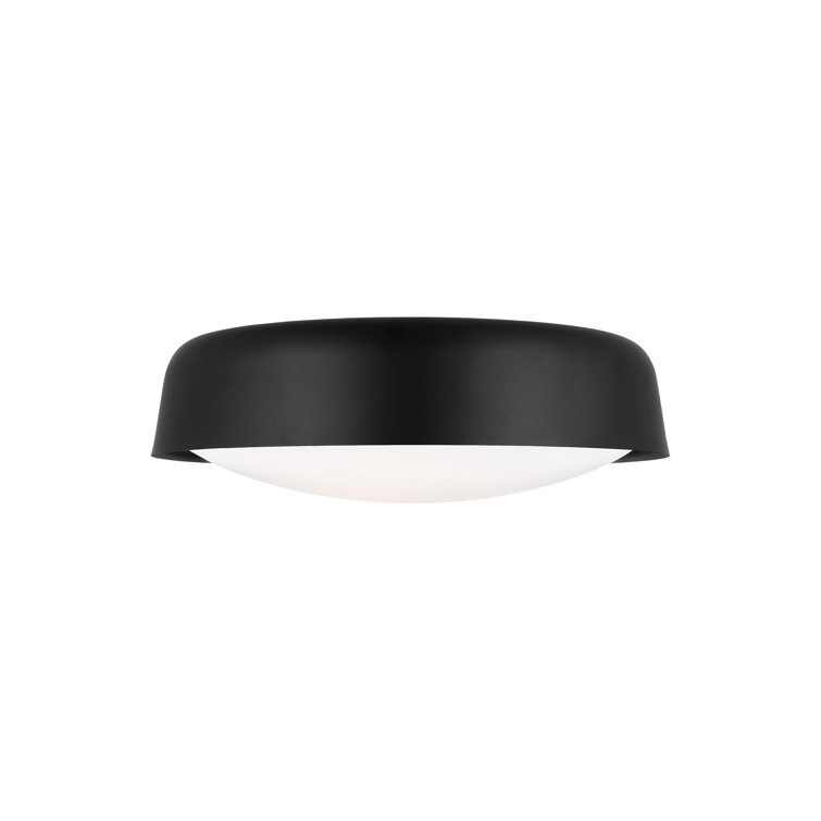 Midnight Black Glass Drum Flush Mount Light