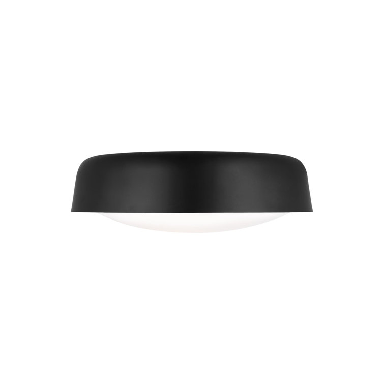 Midnight Black Glass Drum Flush Mount Light