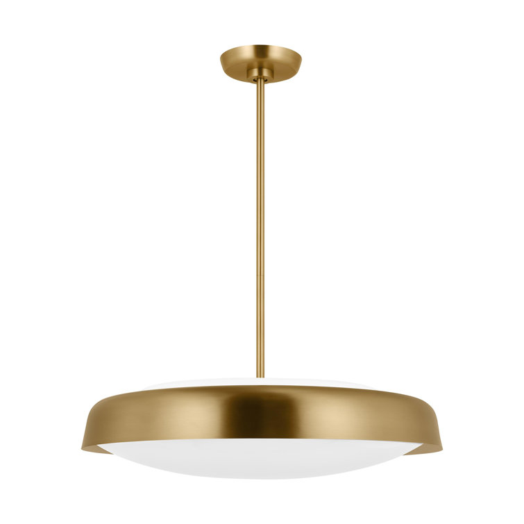 Burnished Brass and Milk Glass 3-Light Pendant