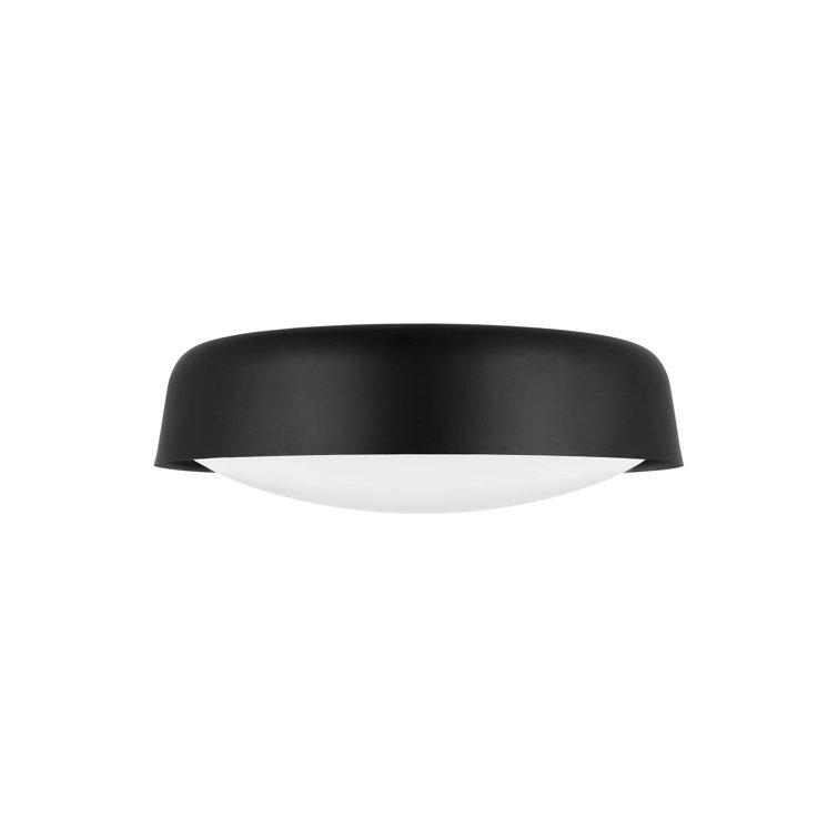 Midnight Black Glass Drum Flush Mount Light