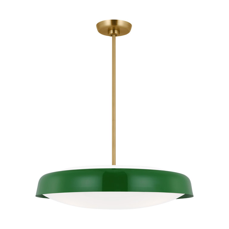 Green and White Milk Glass 3-Light Pendant